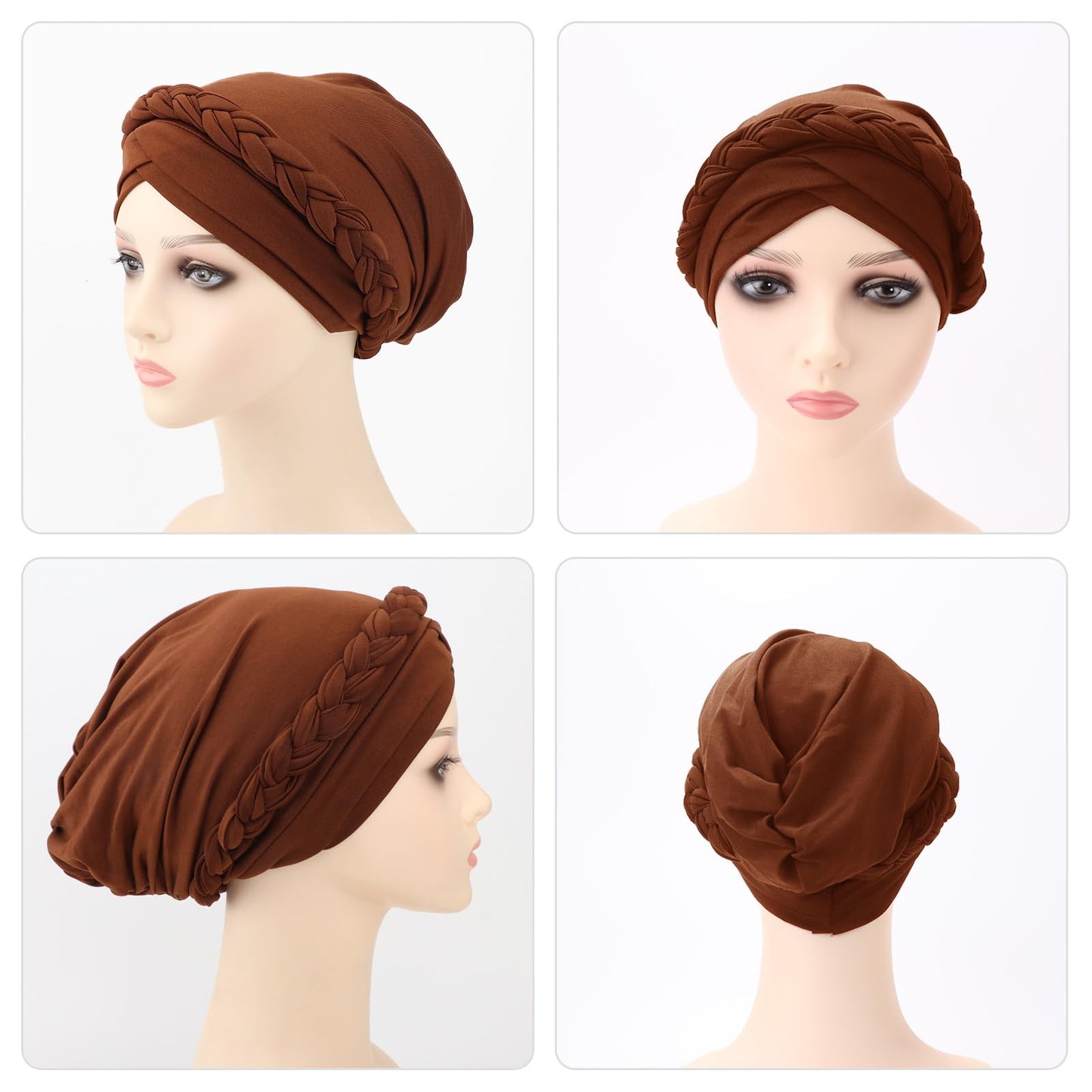 African Women Turban Caps Pre-Tied Twisted Turbans Head Scarf for Women Hair Wraps Cover Beanie Cancer Chemo Headwear
