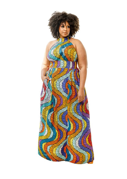 D'IYANU | Ronke African Print Dress for Women – Elegant African Attire – Ankara & Kente Dress in Regular & Plus Sizes