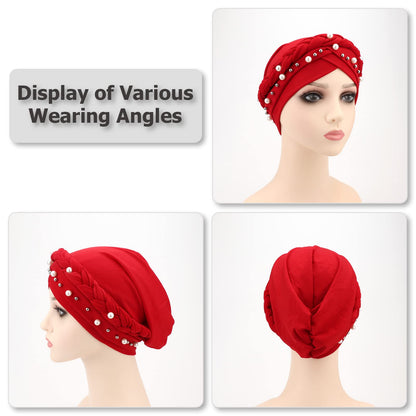 African Women Turban Caps Pre-Tied Twisted Turbans Head Scarf for Women Hair Wraps Cover Beanie Cancer Chemo Headwear