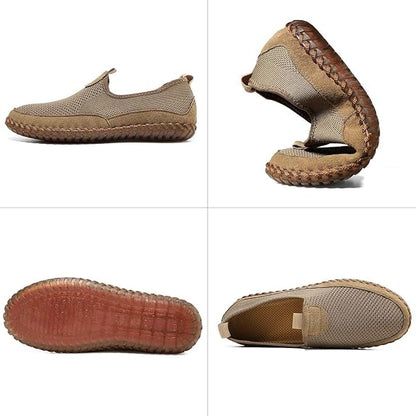 Men's Genuine Leather Loafer Shoes Slip On Soft Walking Shoes Perforated Driving Shoes