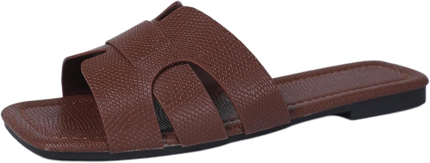 Women's Dressy Casual Flat Sandals, Elegant Comfortable Slip-On Slides with Textured Upper, Versatile Dressy Style for Everyday Wear (Copy) (Copy)