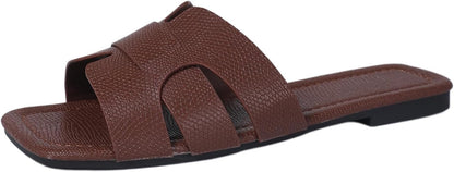 Women's Dressy Casual Flat Sandals, Elegant Comfortable Slip-On Slides with Textured Upper, Versatile Dressy Style for Everyday Wear (Copy) (Copy)
