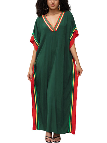 KECVOT Kaftan Dresses for Women V-Neck Print Swimsuit Cover Up Plus Size Beach Caftan Lounge Dress