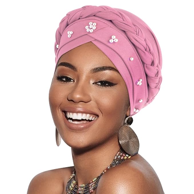 African Women Turban Caps Pre-Tied Twisted Turbans Head Scarf for Women Hair Wraps Cover Beanie Cancer Chemo Headwear