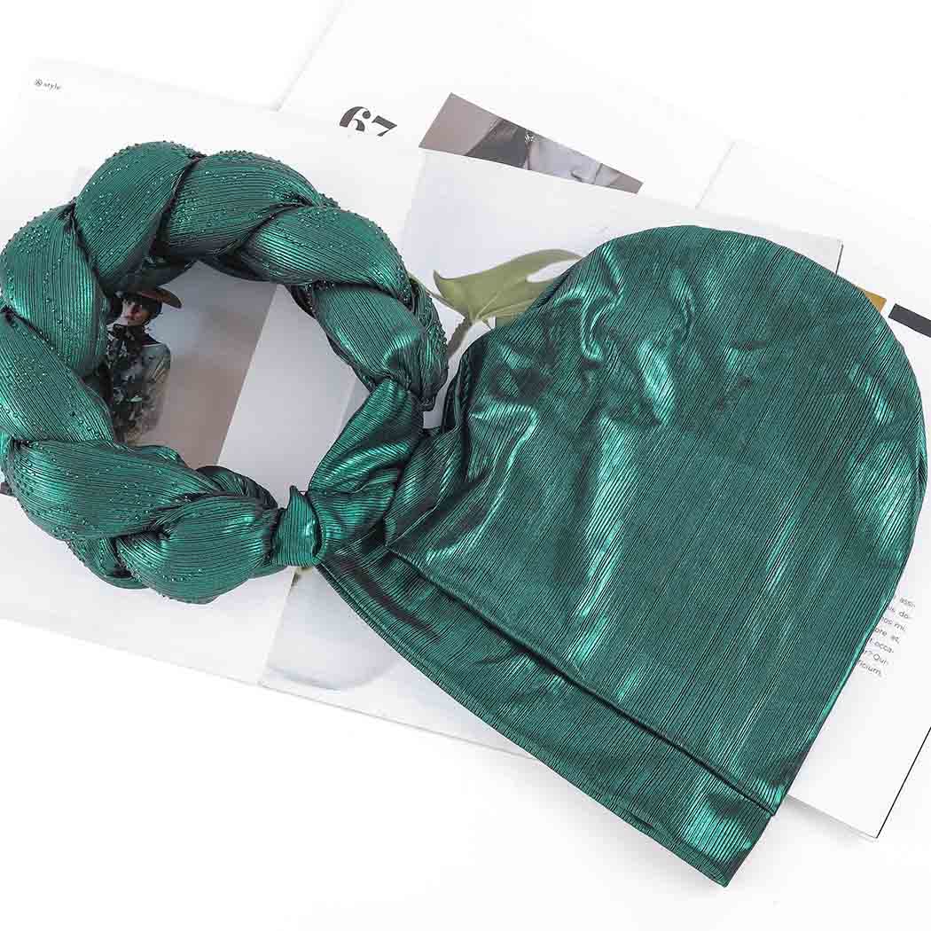 Woeoe African Headwrap Gold Braided Turbans for Women