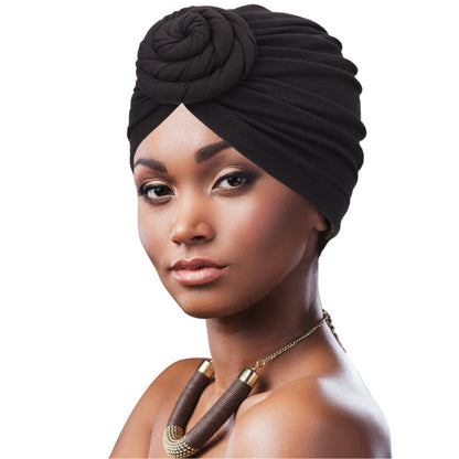 African Women Turban Caps Pre-Tied Twisted Turbans Head Scarf for Women Hair Wraps Cover Beanie Cancer Chemo Headwear