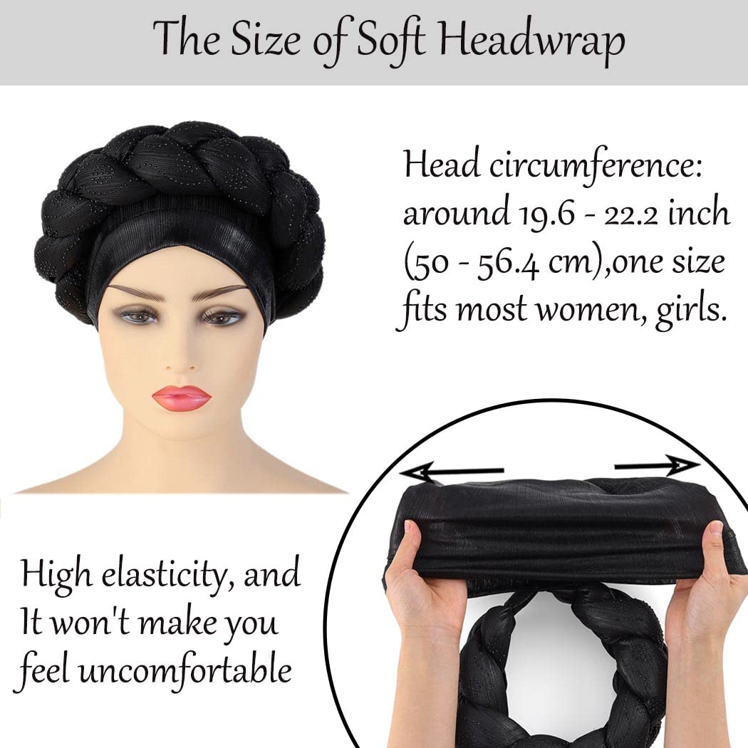 Woeoe African Headwrap Gold Braided Turbans for Women