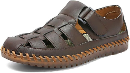 Shaire Men'S Sandals Outdoor Leather Closed Toe Beach Shoes