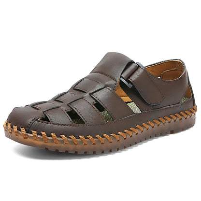 Shaire Men'S Sandals Outdoor Leather Closed Toe Beach Shoes