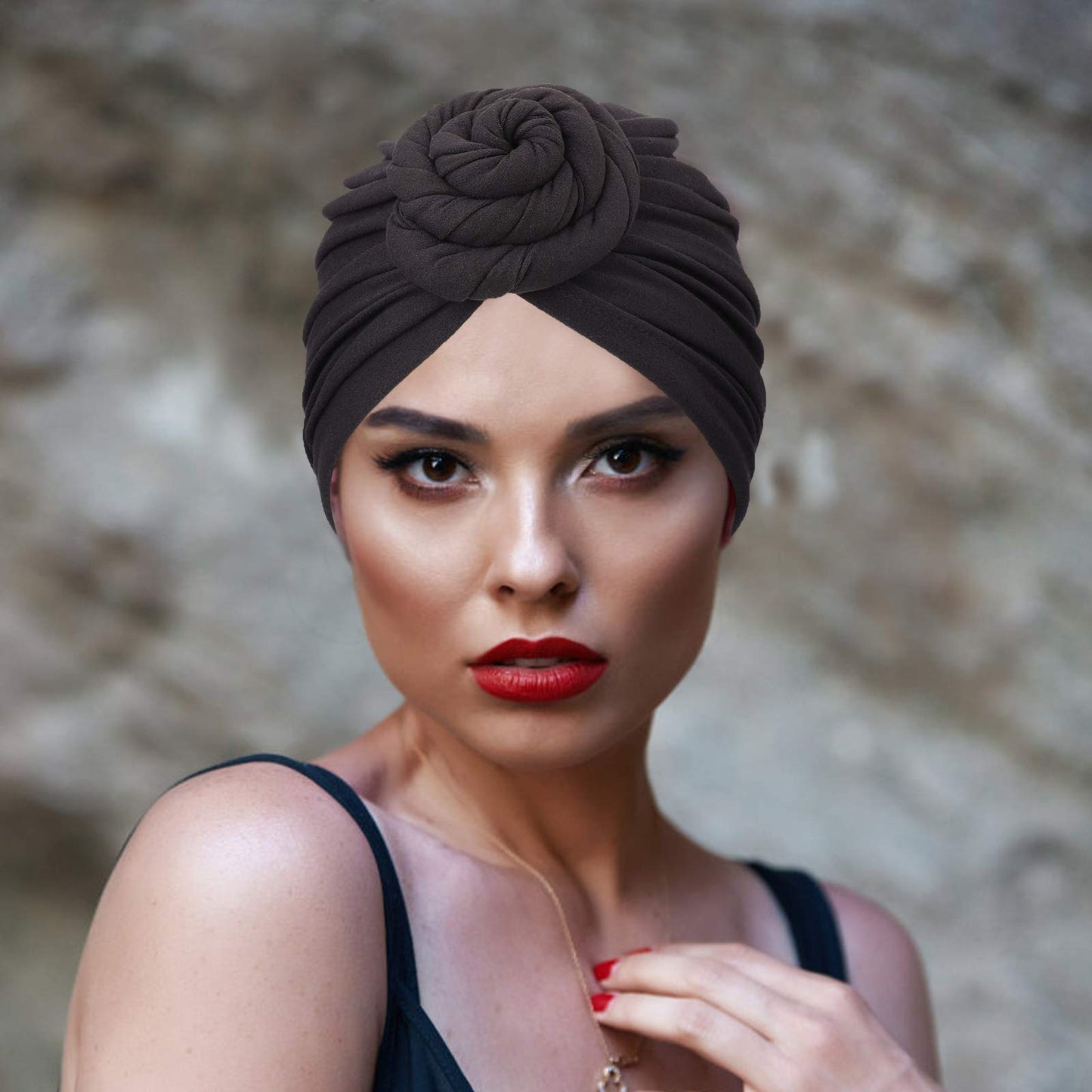 DRESHOW 5 Pack Knotted Headwraps for Women African Turban Pre-Knotted Beanie Headwraps Hair Covers