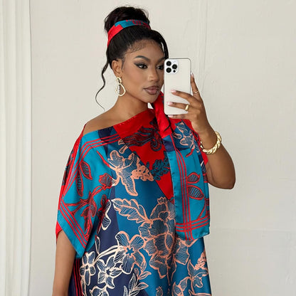 Moo Moos for Women Kaftan Dresses+Scarf for Women Plus Size Bathing Suit Cover up Caftan Maxi Beach Dresses