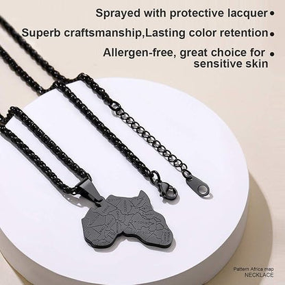 GOLDCHIC JEWELRY Africa Map Necklace for Men, Stainless Steel African Tribal/Egyptian Eye of Horus/I LOVE AFRICA/Elephant Map Hiphop Jewelry Unisex with 22'+2'Adjustable Chain