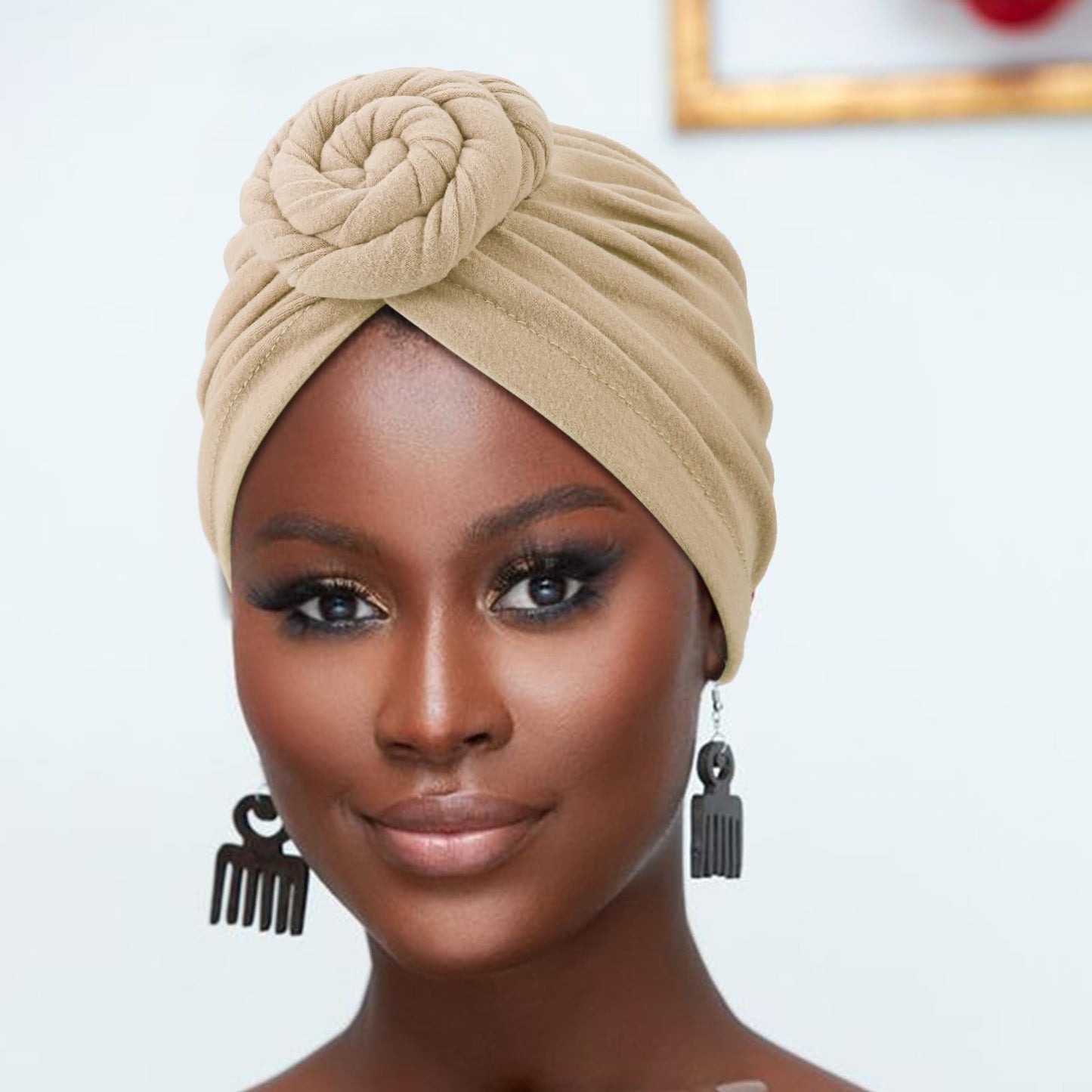 DRESHOW 5 Pack Knotted Headwraps for Women African Turban Pre-Knotted Beanie Headwraps Hair Covers