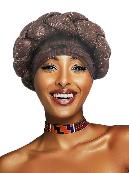 Woeoe African Headwrap Gold Braided Turbans for Women