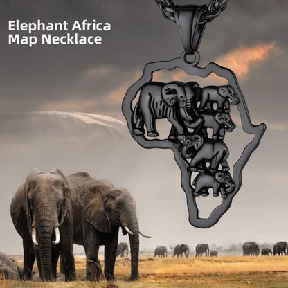 GOLDCHIC JEWELRY Africa Map Necklace for Men, Stainless Steel African Tribal/Egyptian Eye of Horus/I LOVE AFRICA/Elephant Map Hiphop Jewelry Unisex with 22'+2'Adjustable Chain