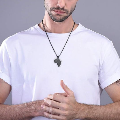 GOLDCHIC JEWELRY Africa Map Necklace for Men, Stainless Steel African Tribal/Egyptian Eye of Horus/I LOVE AFRICA/Elephant Map Hiphop Jewelry Unisex with 22'+2'Adjustable Chain