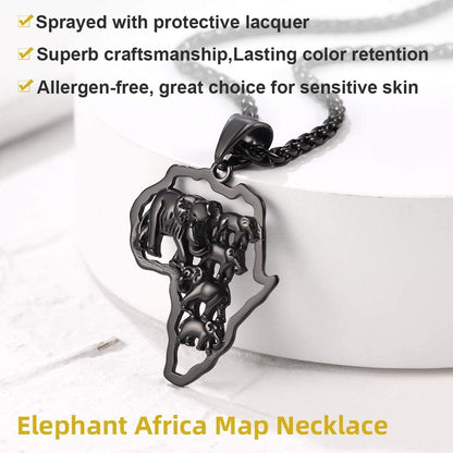 GOLDCHIC JEWELRY Africa Map Necklace for Men, Stainless Steel African Tribal/Egyptian Eye of Horus/I LOVE AFRICA/Elephant Map Hiphop Jewelry Unisex with 22'+2'Adjustable Chain