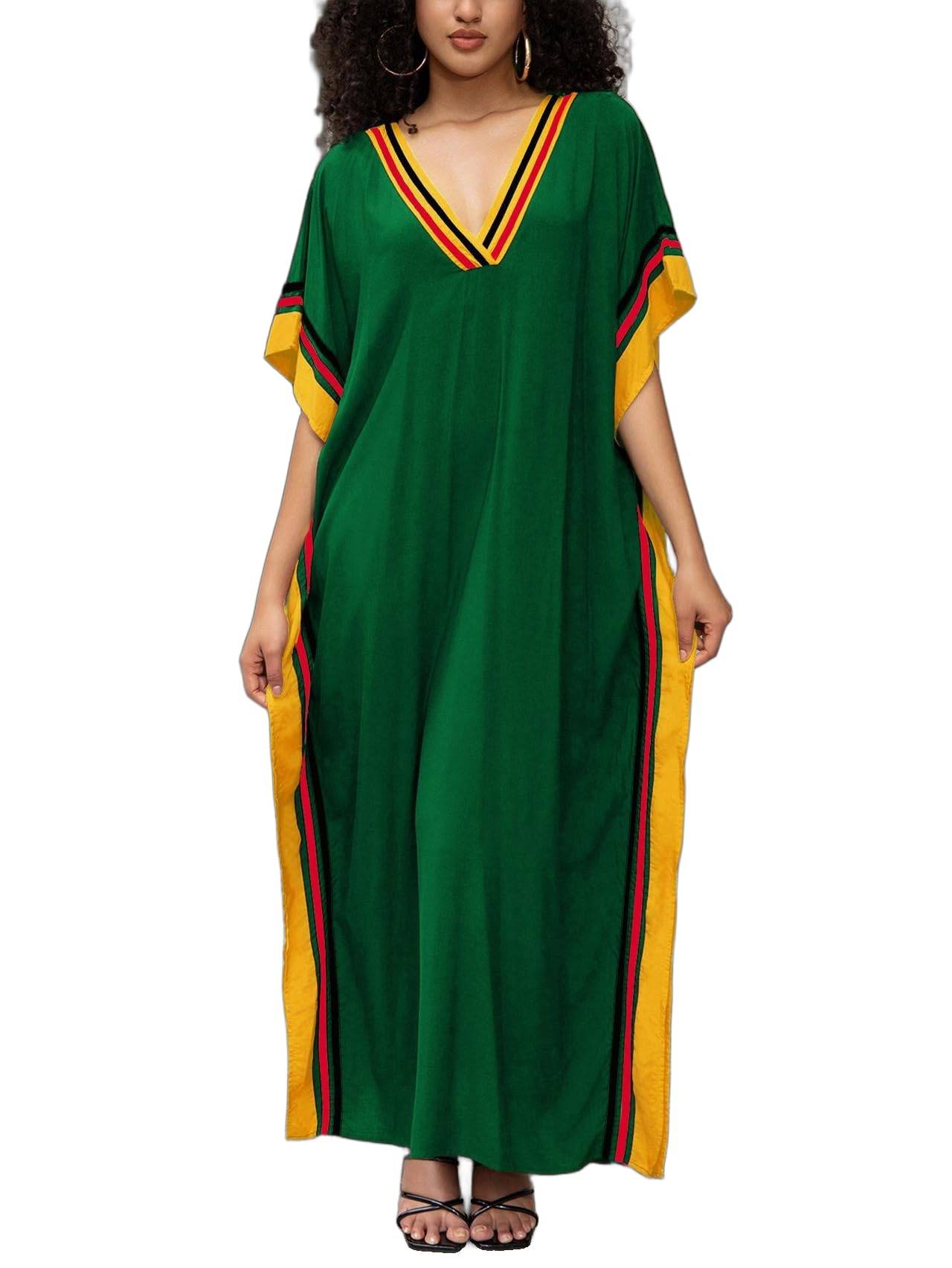 KECVOT Kaftan Dresses for Women V-Neck Print Swimsuit Cover Up Plus Size Beach Caftan Lounge Dress