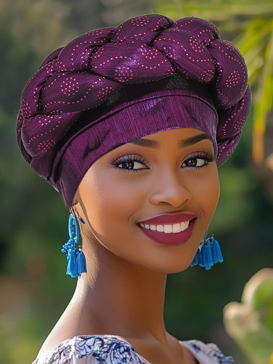 Woeoe African Headwrap Gold Braided Turbans for Women