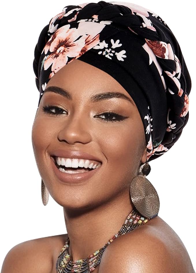 African Women Turban Caps Pre-Tied Twisted Turbans Head Scarf for Women Hair Wraps Cover Beanie Cancer Chemo Headwear