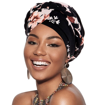 African Women Turban Caps Pre-Tied Twisted Turbans Head Scarf for Women Hair Wraps Cover Beanie Cancer Chemo Headwear
