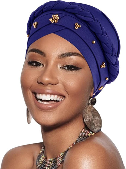 African Women Turban Caps Pre-Tied Twisted Turbans Head Scarf for Women Hair Wraps Cover Beanie Cancer Chemo Headwear