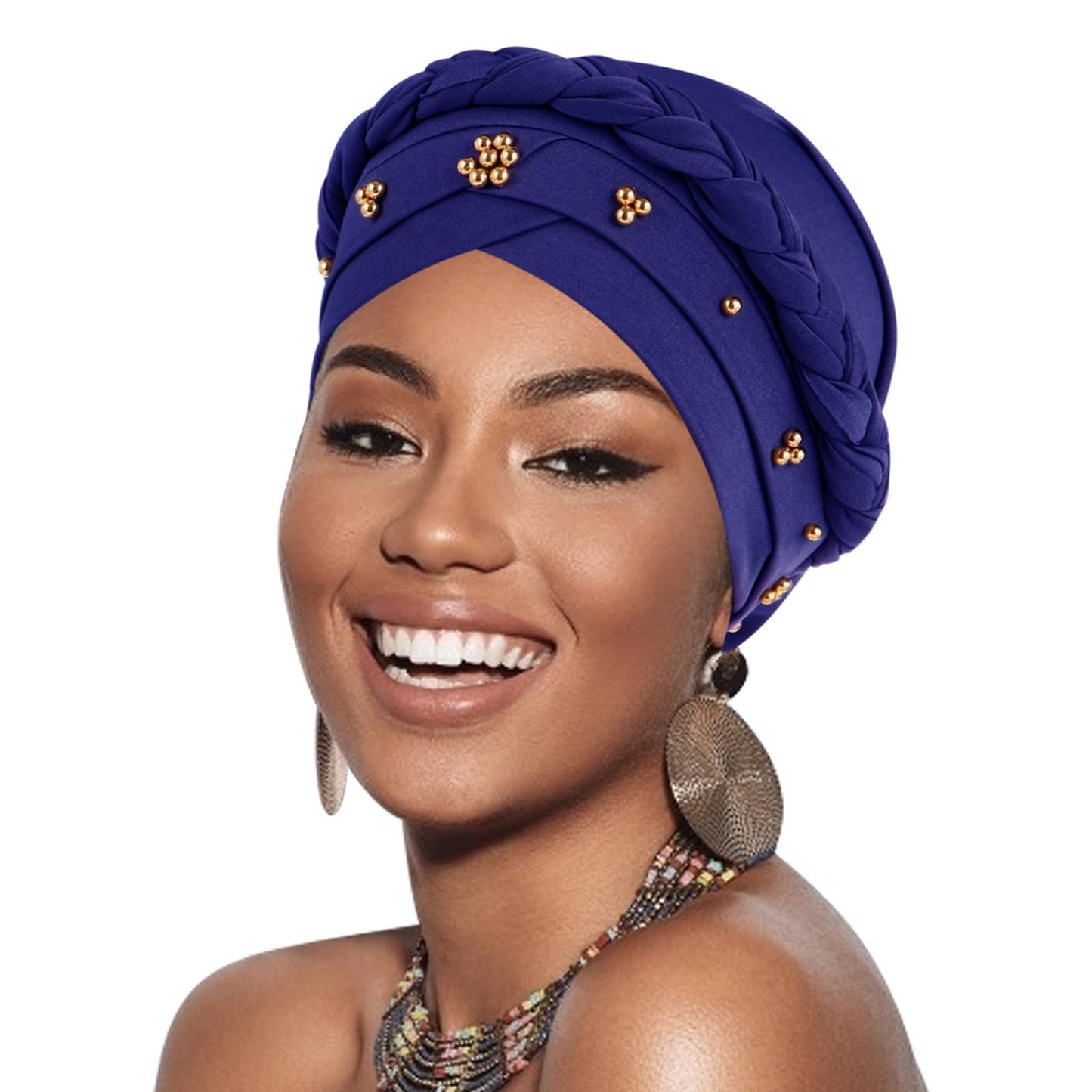 African Women Turban Caps Pre-Tied Twisted Turbans Head Scarf for Women Hair Wraps Cover Beanie Cancer Chemo Headwear