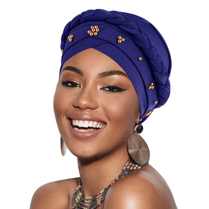 African Women Turban Caps Pre-Tied Twisted Turbans Head Scarf for Women Hair Wraps Cover Beanie Cancer Chemo Headwear