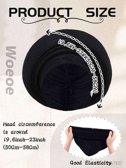 Woeoe African Head Wraps for Black Women Gold Pre Tied Headdress Wedding Turban Hats