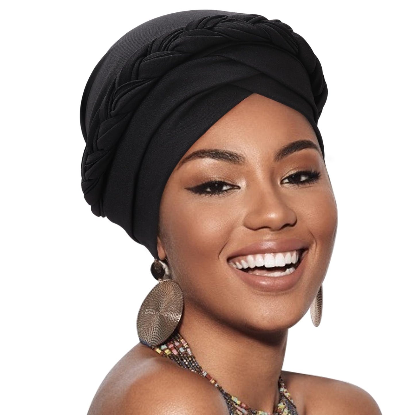 African Women Turban Caps Pre-Tied Twisted Turbans Head Scarf for Women Hair Wraps Cover Beanie Cancer Chemo Headwear