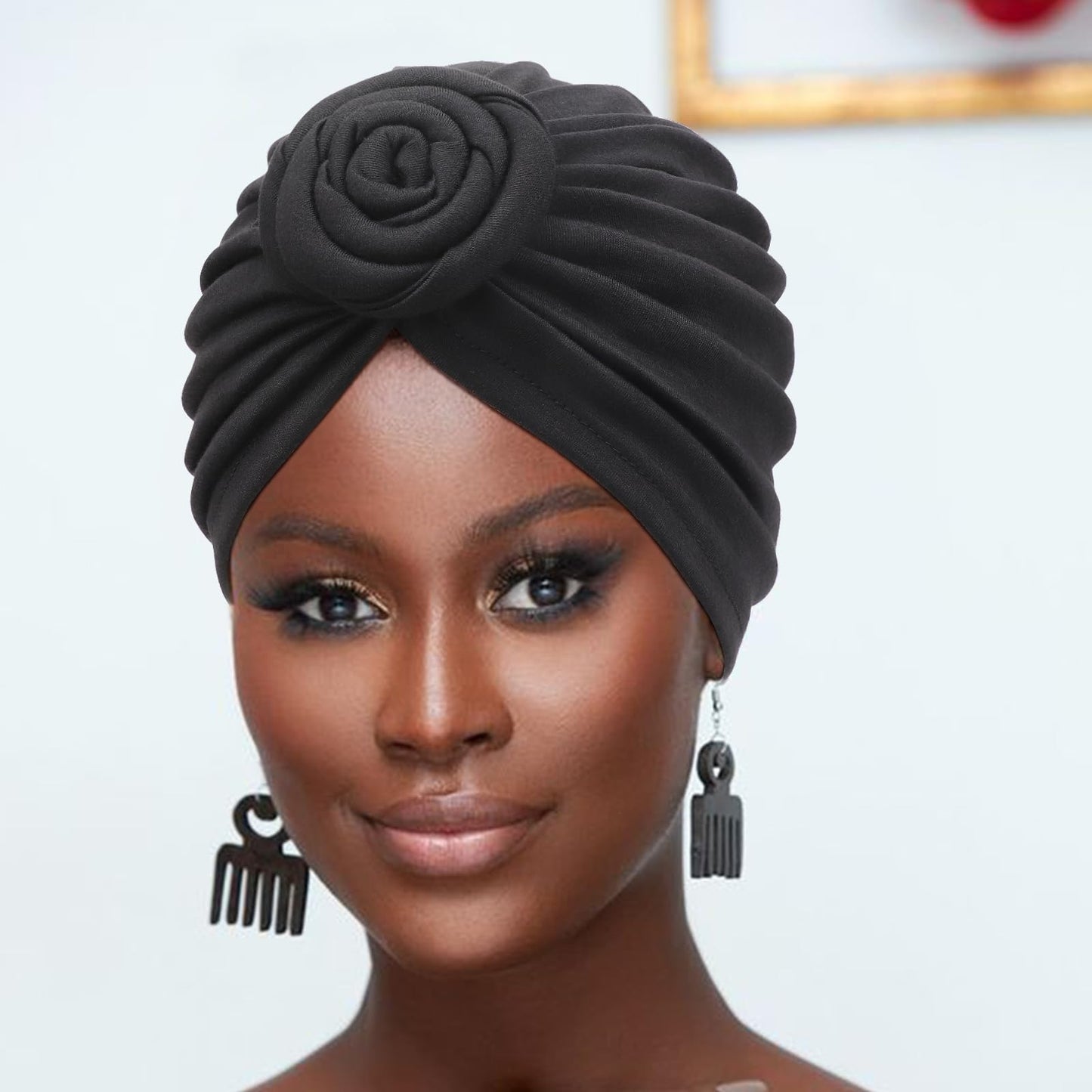 DRESHOW 5 Pack Knotted Headwraps for Women African Turban Pre-Knotted Beanie Headwraps Hair Covers