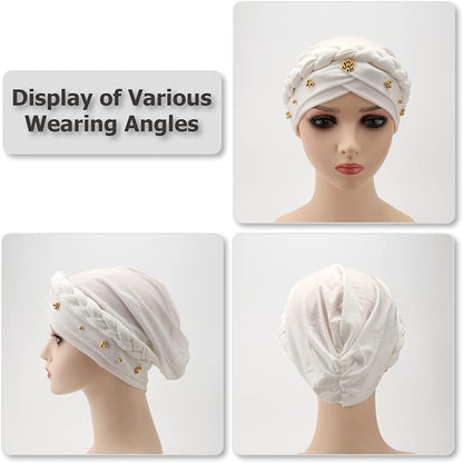 African Women Turban Caps Pre-Tied Twisted Turbans Head Scarf for Women Hair Wraps Cover Beanie Cancer Chemo Headwear