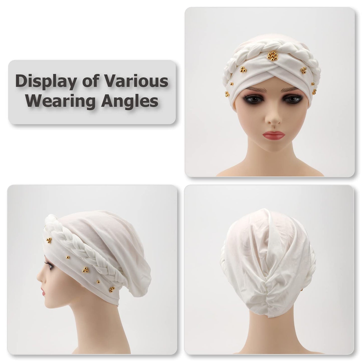 African Women Turban Caps Pre-Tied Twisted Turbans Head Scarf for Women Hair Wraps Cover Beanie Cancer Chemo Headwear