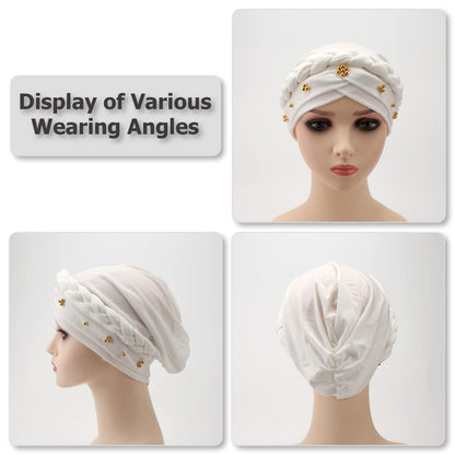African Women Turban Caps Pre-Tied Twisted Turbans Head Scarf for Women Hair Wraps Cover Beanie Cancer Chemo Headwear