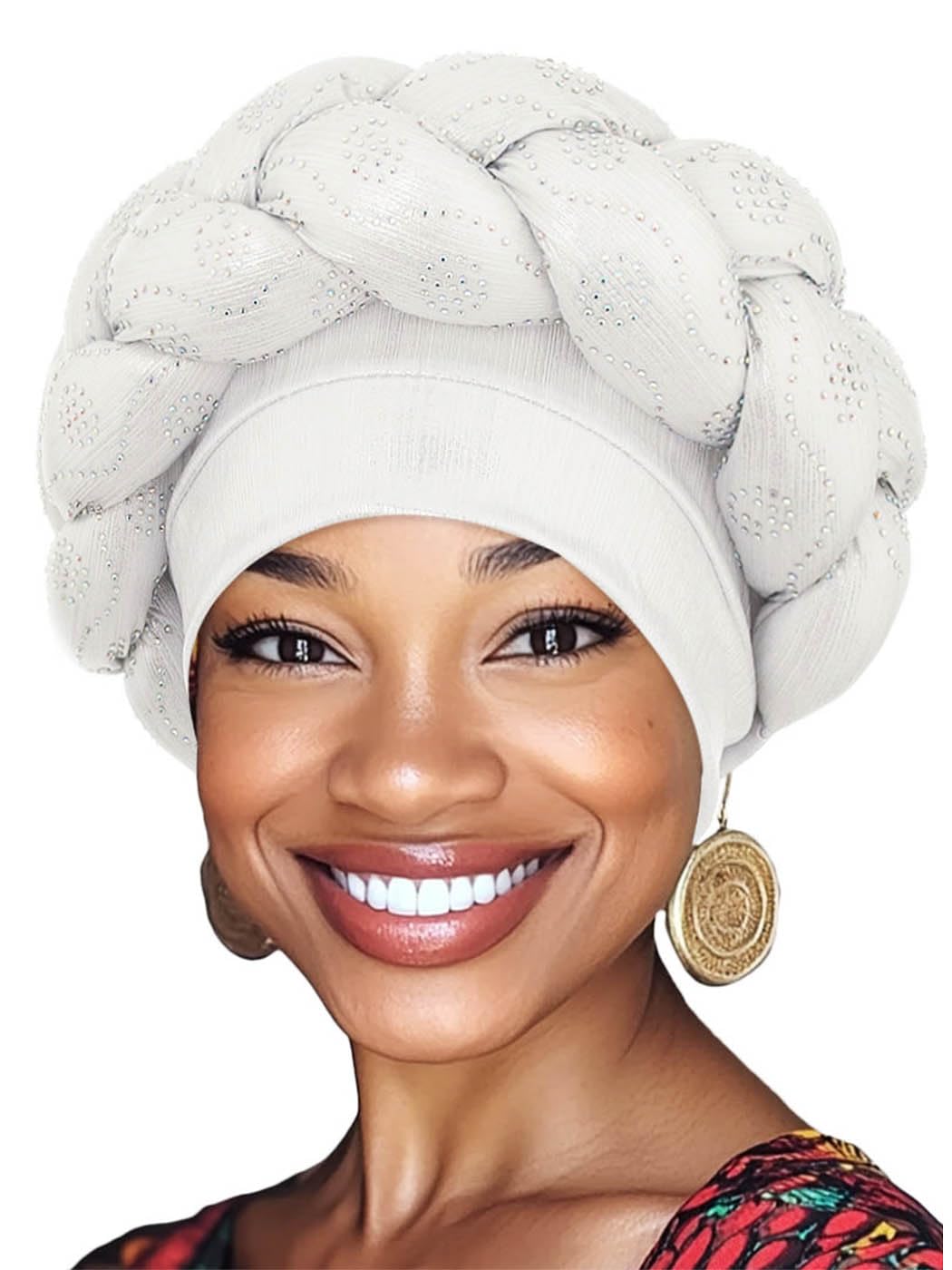 Woeoe African Headwrap Gold Braided Turbans for Women