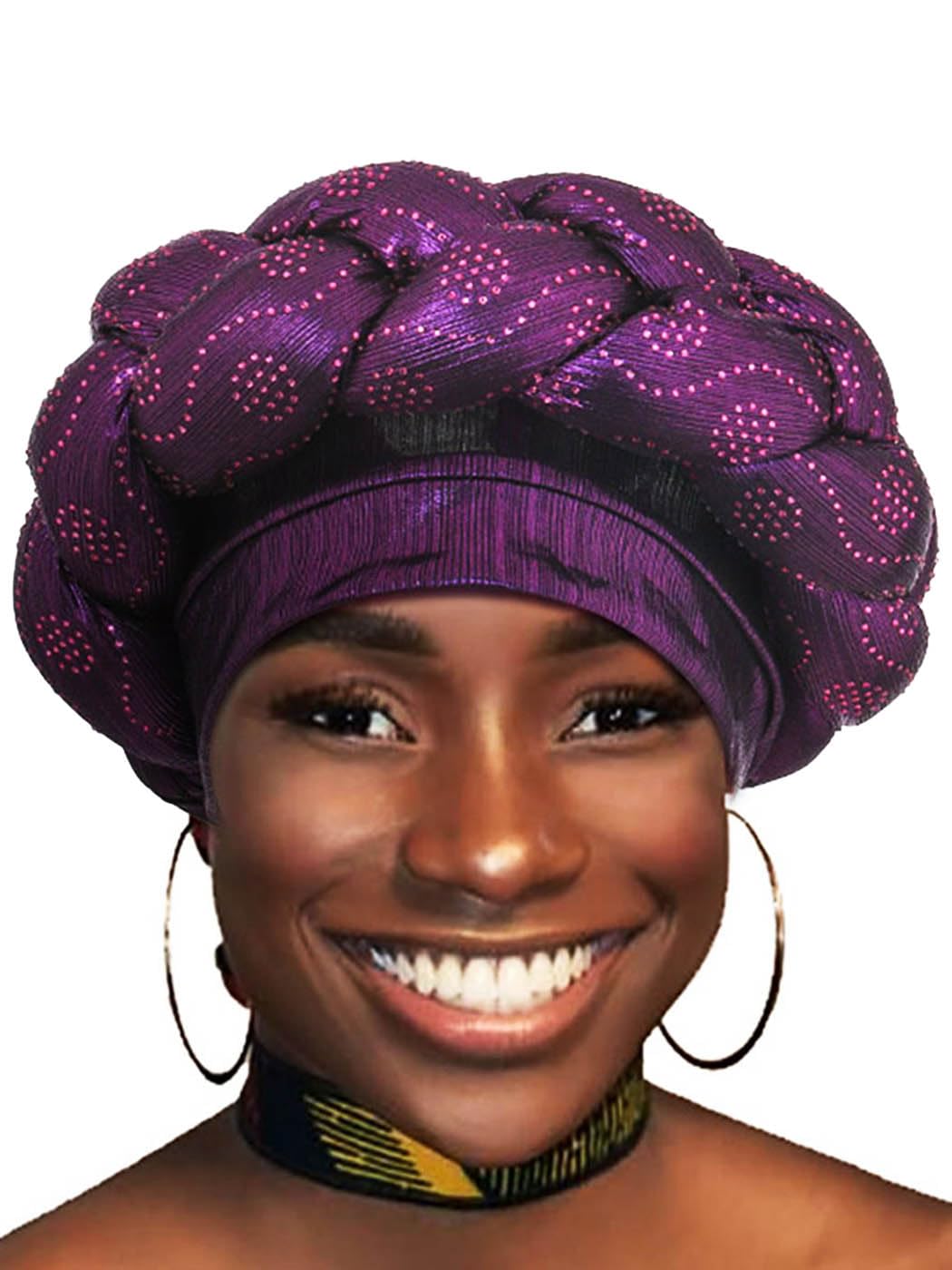 Woeoe African Headwrap Gold Braided Turbans for Women