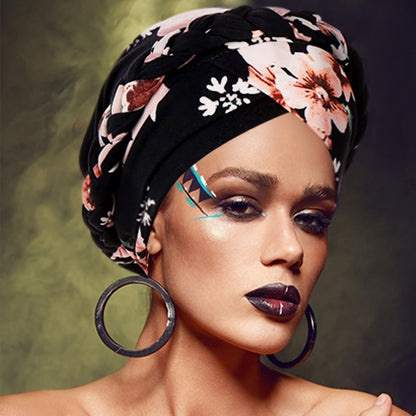African Women Turban Caps Pre-Tied Twisted Turbans Head Scarf for Women Hair Wraps Cover Beanie Cancer Chemo Headwear