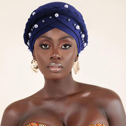 African Women Turban Caps Pre-Tied Twisted Turbans Head Scarf for Women Hair Wraps Cover Beanie Cancer Chemo Headwear