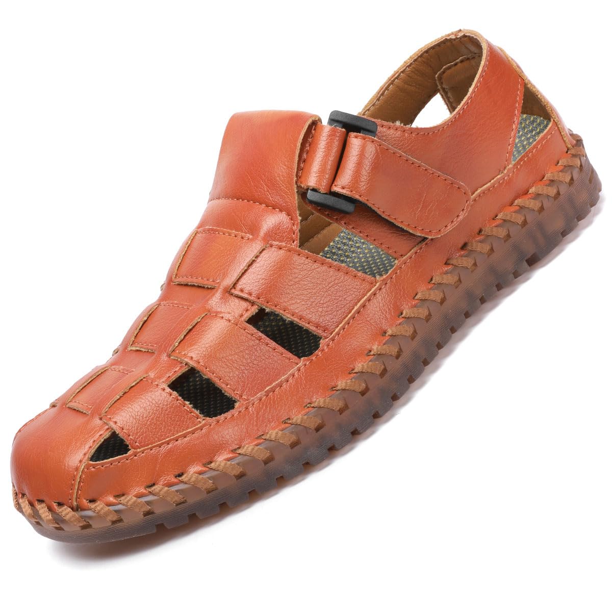 Shaire Men'S Sandals Outdoor Leather Closed Toe Beach Shoes