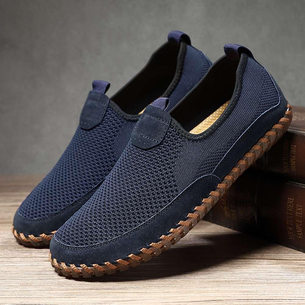 Men's Genuine Leather Loafer Shoes Slip On Soft Walking Shoes Perforated Driving Shoes