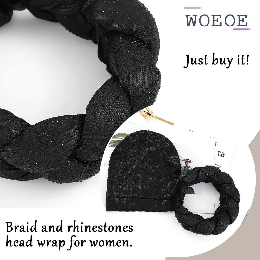 Woeoe African Headwrap Gold Braided Turbans for Women