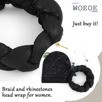 Woeoe African Headwrap Gold Braided Turbans for Women