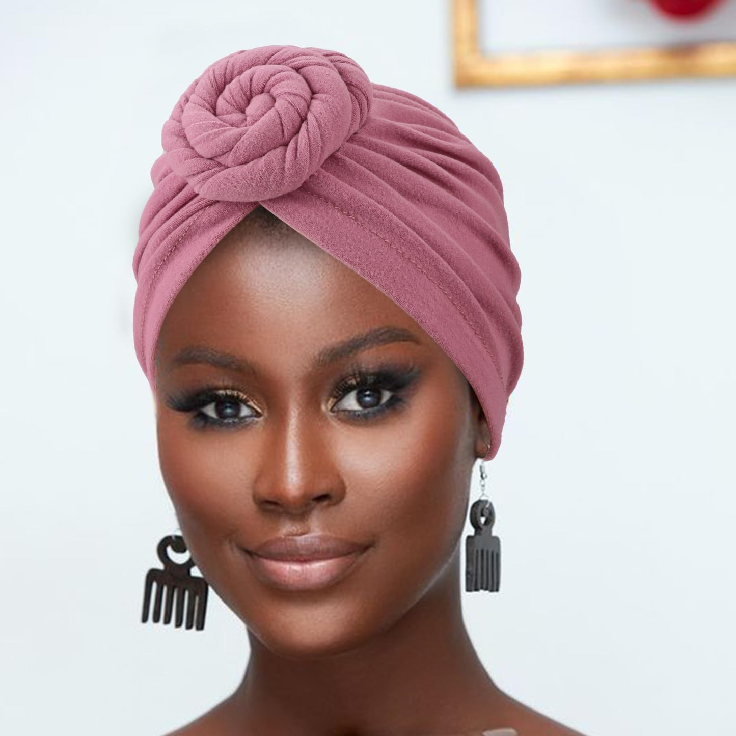 DRESHOW 5 Pack Knotted Headwraps for Women African Turban Pre-Knotted Beanie Headwraps Hair Covers