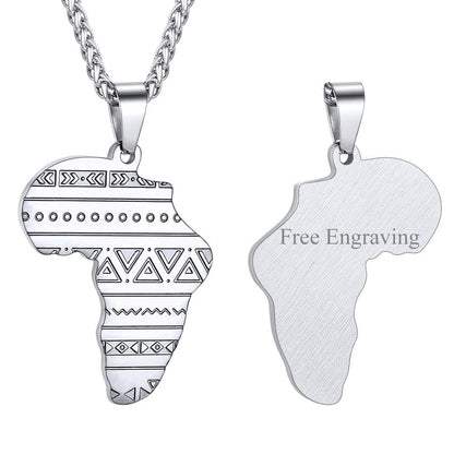 GOLDCHIC JEWELRY Africa Map Necklace for Men, Stainless Steel African Tribal/Egyptian Eye of Horus/I LOVE AFRICA/Elephant Map Hiphop Jewelry Unisex with 22'+2'Adjustable Chain