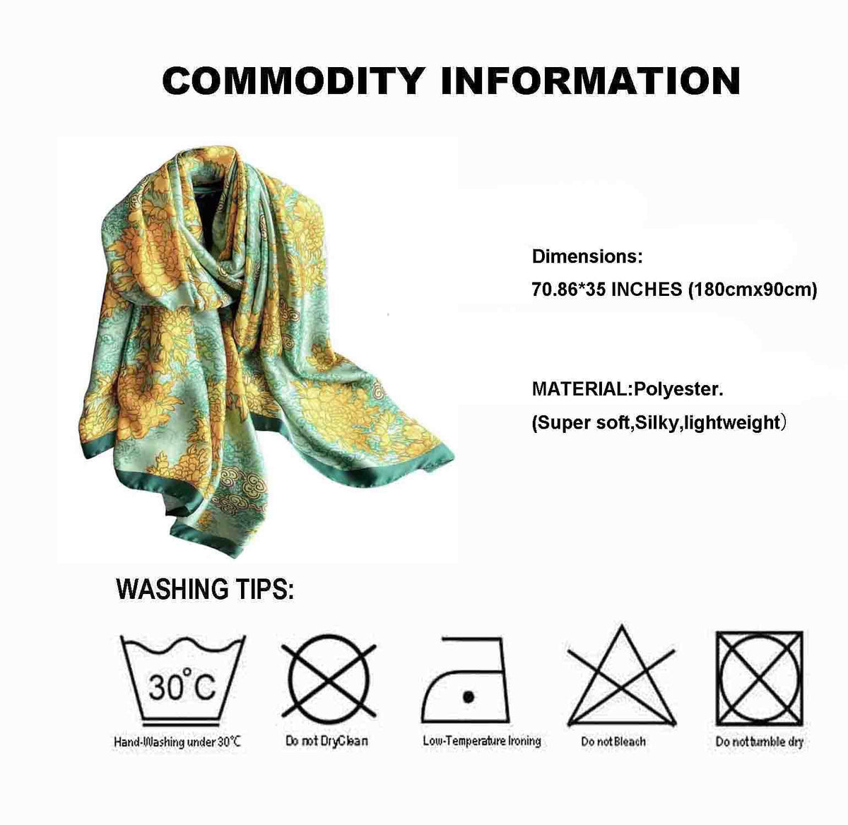 Acotavie Scarfs for Women Dressy Fashion Scarves Long Floral Pattern Scarf
