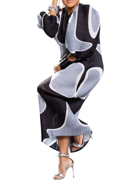Women Colorful African Dress Floral Party Pleated Maxi Dress