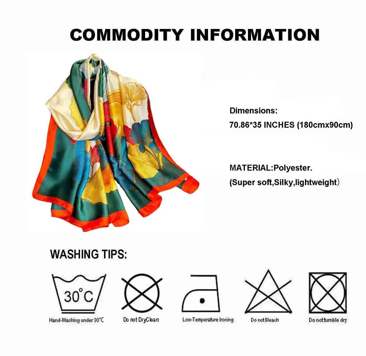 Acotavie Scarfs for Women Dressy Fashion Scarves Long Floral Pattern Scarf