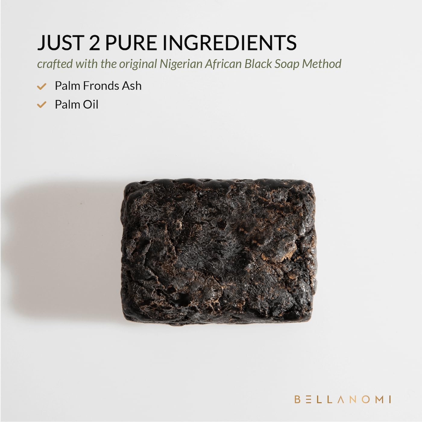 Bellanomi Clarifying African Black Soap Bar for Acne Dark Spots & Oily Skin Authentic Sourced from Nigeria All Natural Cleanser for Face & Body 5 oz