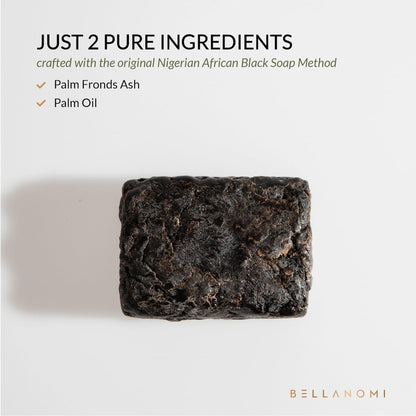 Bellanomi Clarifying African Black Soap Bar for Acne Dark Spots & Oily Skin Authentic Sourced from Nigeria All Natural Cleanser for Face & Body 5 oz