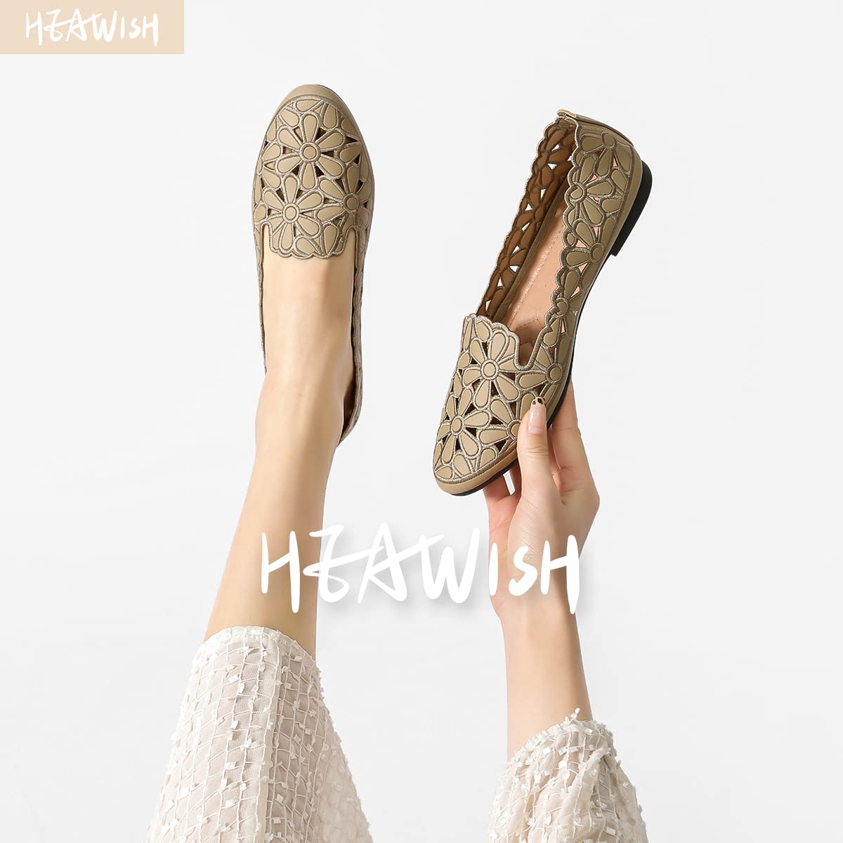 HEAWISH Women's Floral Ballet Flats Slip On Dress Shoes
